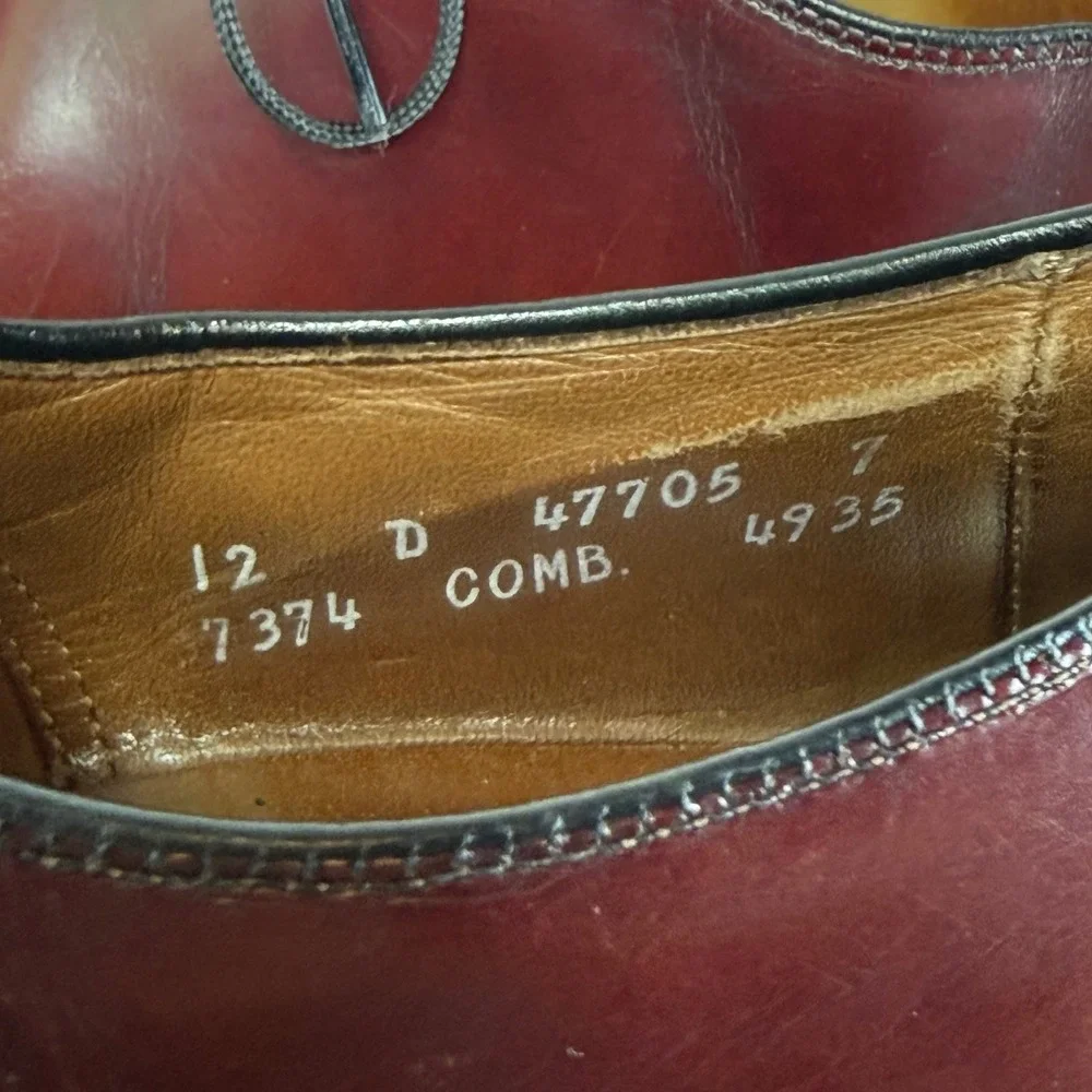 Allen Edmonds Belgium Dress Shoes Mens 12 D Burgundy Leather Oxfords Made in USA